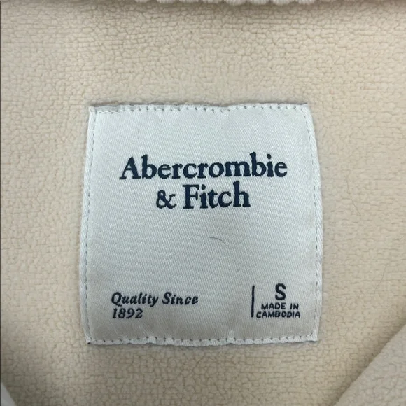Abercrombie & Fitch Cozy Corduroy Cream Fleece Shacket Jacket Sz S - Picture 2 of 14